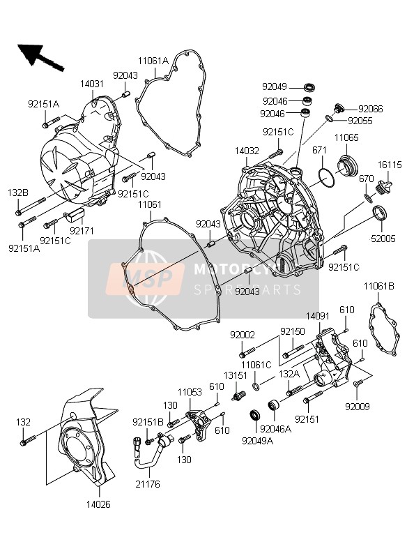 Kawasaki ER-6N ABS 2009 Coperchi motore per un 2009 Kawasaki ER-6N ABS