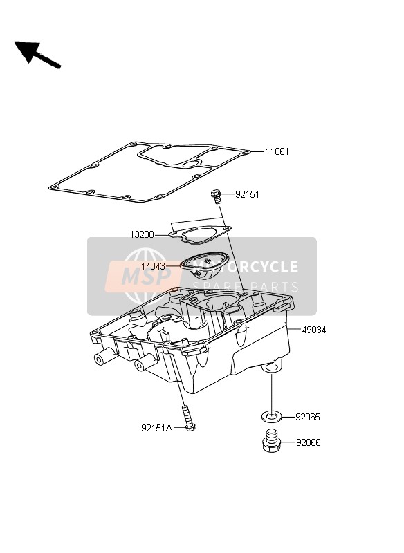 Kawasaki ER-6N ABS 2009 Oil Pan for a 2009 Kawasaki ER-6N ABS