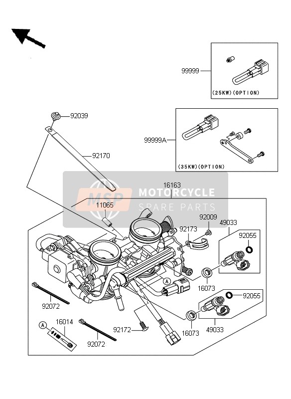 Kawasaki ER-6N ABS 2009 Acelerador para un 2009 Kawasaki ER-6N ABS