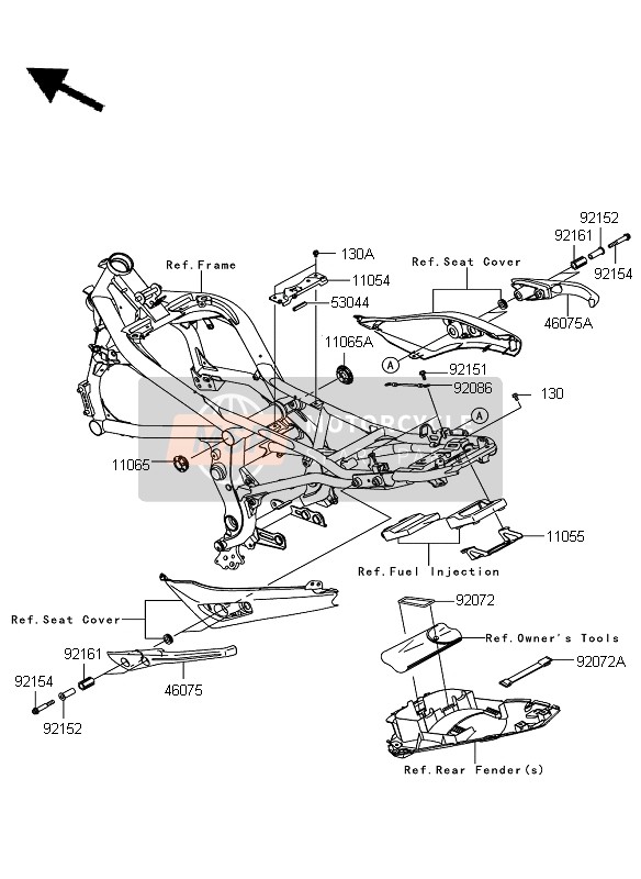 Kawasaki ER-6N ABS 2009 RAHMENBESCHLÄGE für ein 2009 Kawasaki ER-6N ABS