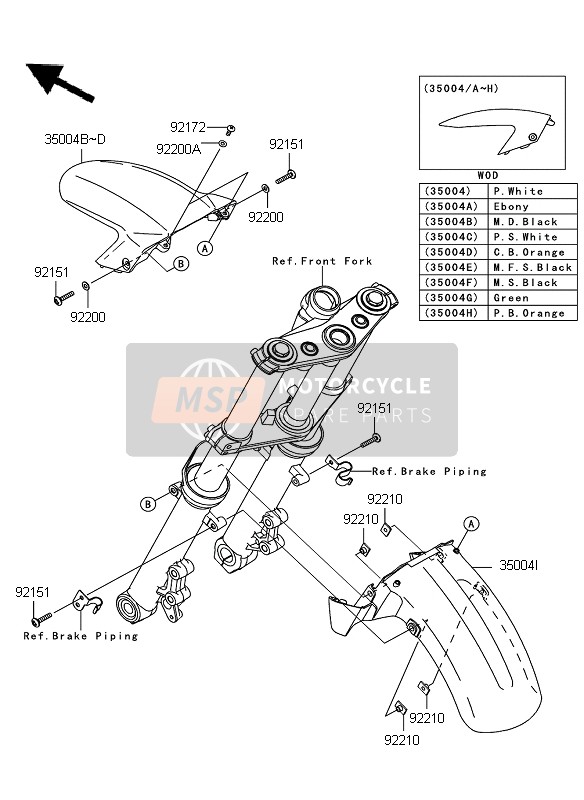 Kawasaki ER-6N ABS 2009 Front Fender for a 2009 Kawasaki ER-6N ABS