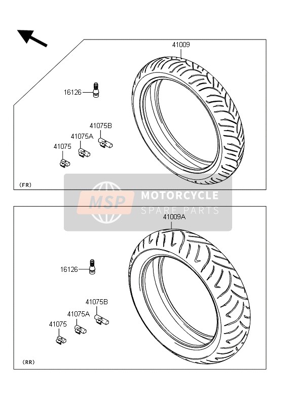 Kawasaki ER-6N ABS 2009 Tyres for a 2009 Kawasaki ER-6N ABS