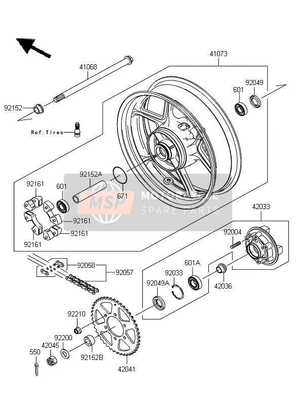 Kawasaki ER-6N ABS 2009 HINTERRADNABE für ein 2009 Kawasaki ER-6N ABS