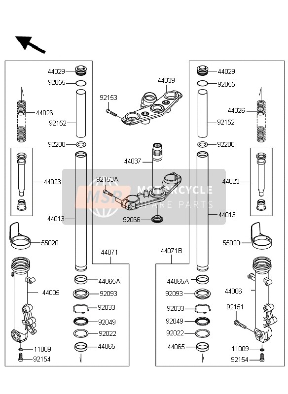 Kawasaki ER-6N ABS 2009 Front Fork for a 2009 Kawasaki ER-6N ABS