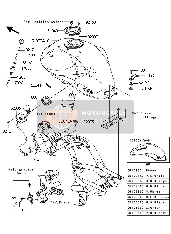 Kawasaki ER-6N ABS 2009 TANK für ein 2009 Kawasaki ER-6N ABS