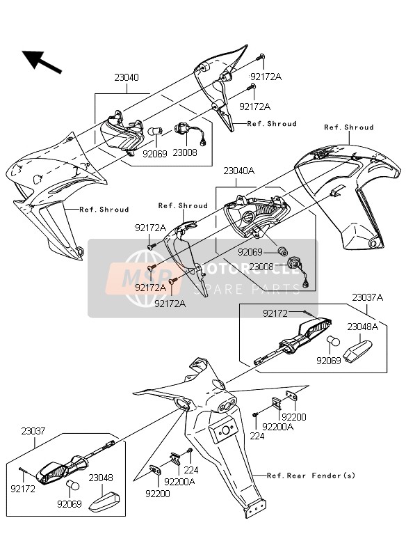 Kawasaki ER-6N ABS 2009 BLINKER für ein 2009 Kawasaki ER-6N ABS