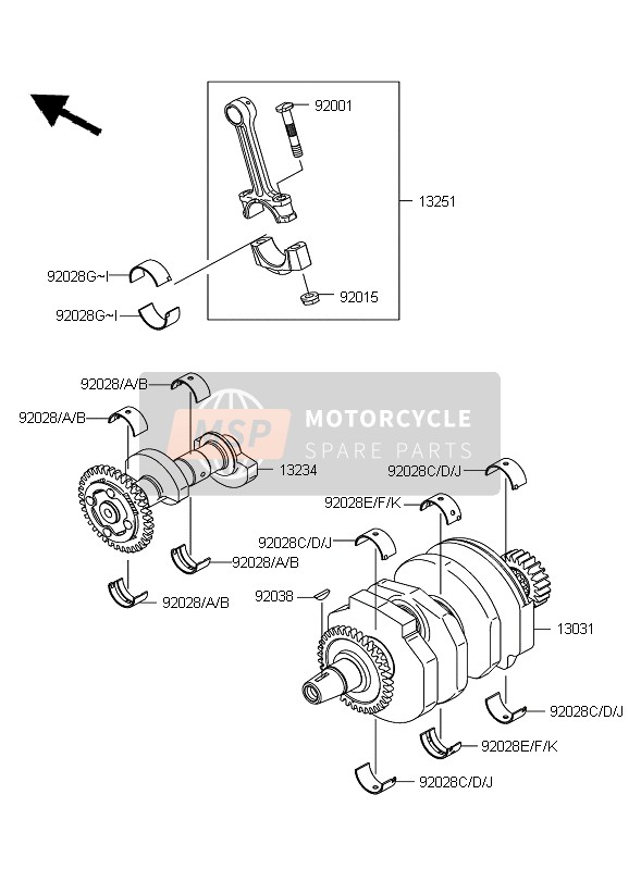 Kawasaki NINJA 250R 2009 Crankshaft for a 2009 Kawasaki NINJA 250R