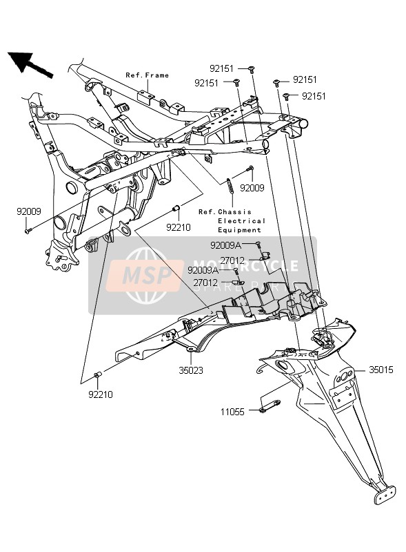 Kawasaki NINJA 250R 2009 Rear Fender for a 2009 Kawasaki NINJA 250R