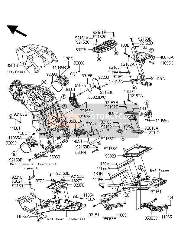 Kawasaki 1400GTR 2009 Frame Fittings for a 2009 Kawasaki 1400GTR