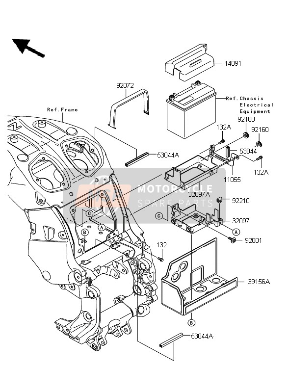 Kawasaki 1400GTR 2009 BATTERIEGEHÄUSE für ein 2009 Kawasaki 1400GTR