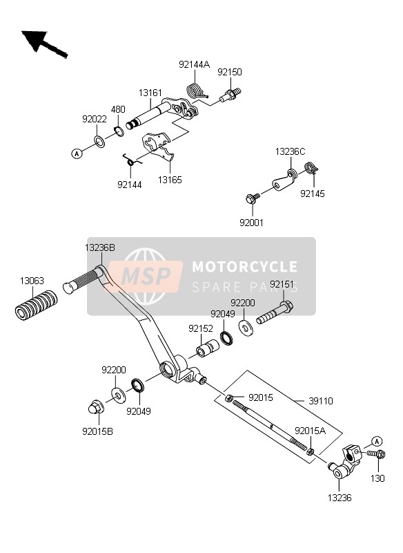 Kawasaki VN900 CUSTOM 2009 Meccanismo di cambio marcia per un 2009 Kawasaki VN900 CUSTOM