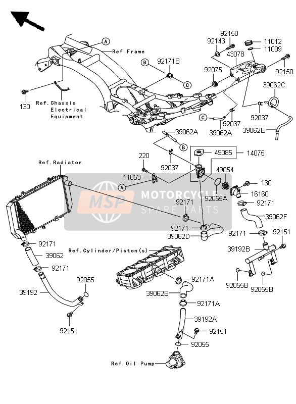 Kawasaki Z750 2009 WASSERROHRLEITUNG für ein 2009 Kawasaki Z750