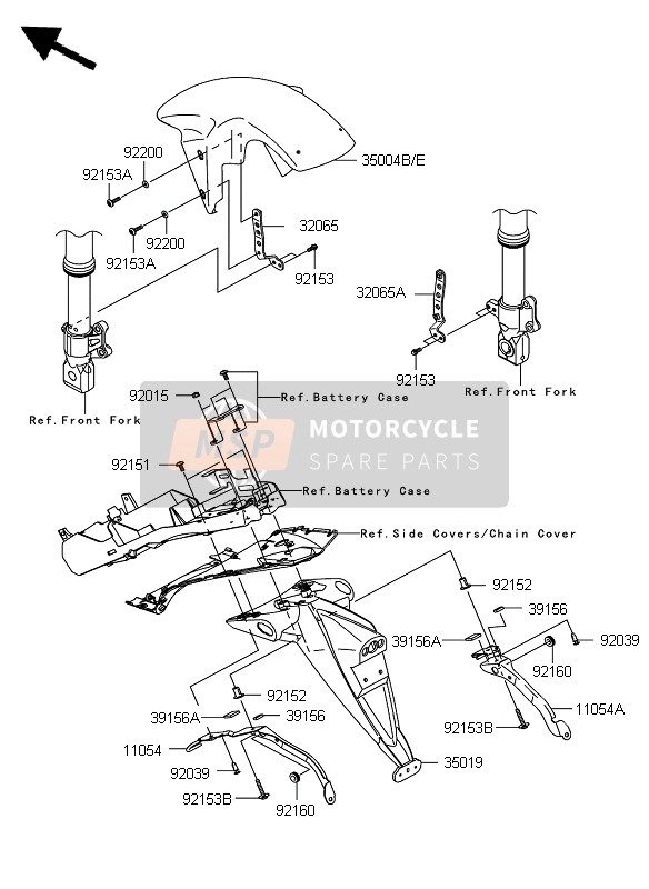 35004002417K, FENDER-FRONT, M.D, Black, Kawasaki, 1