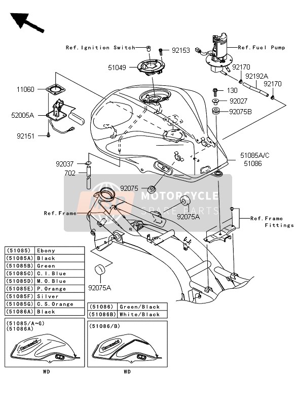 51085524917K, TANK-COMP-FUEL, M.D, Black, Kawasaki, 0