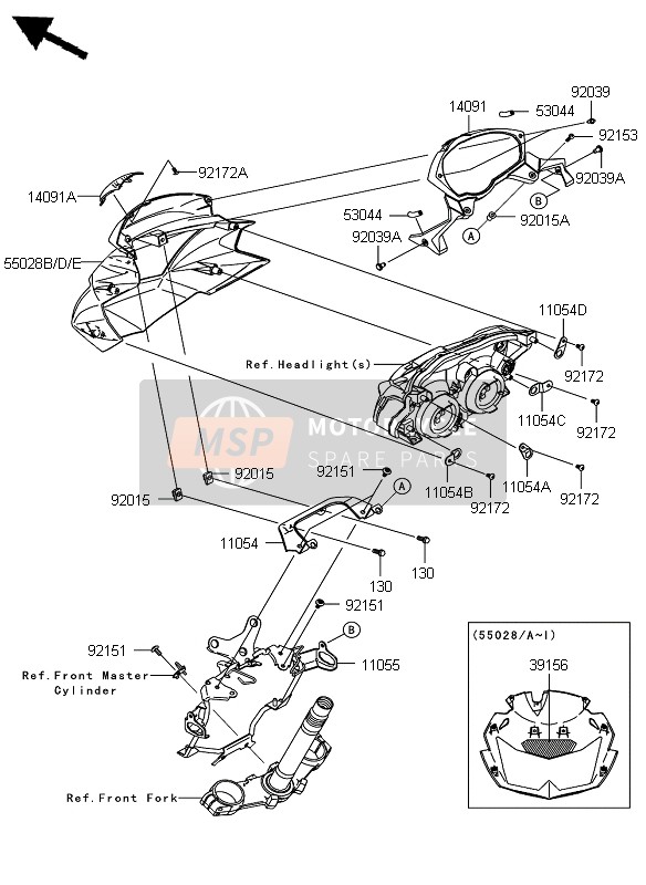 55028014717P, Cowling,Upp,C.L.Green, Kawasaki, 2