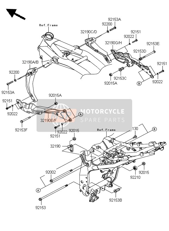 Kawasaki Z750 ABS 2009 Supporto del motore per un 2009 Kawasaki Z750 ABS