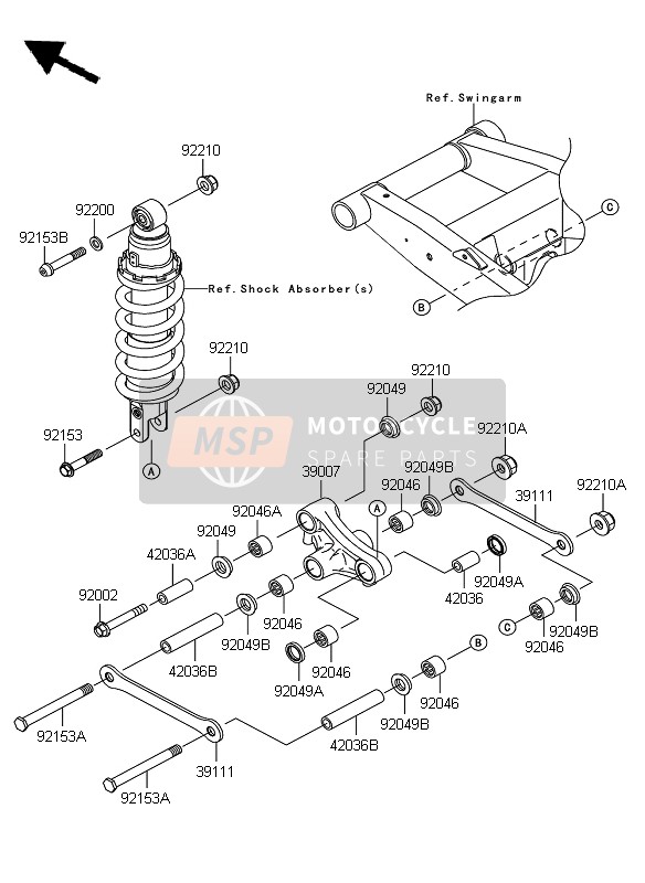 Kawasaki Z750 ABS 2009 Sospensione per un 2009 Kawasaki Z750 ABS