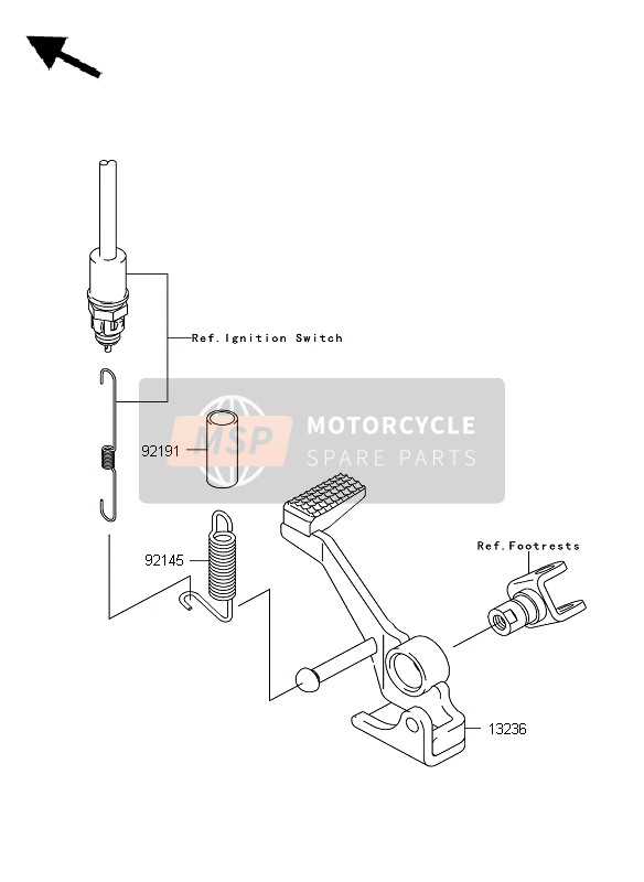 Kawasaki Z750 ABS 2009 Pedal de freno para un 2009 Kawasaki Z750 ABS