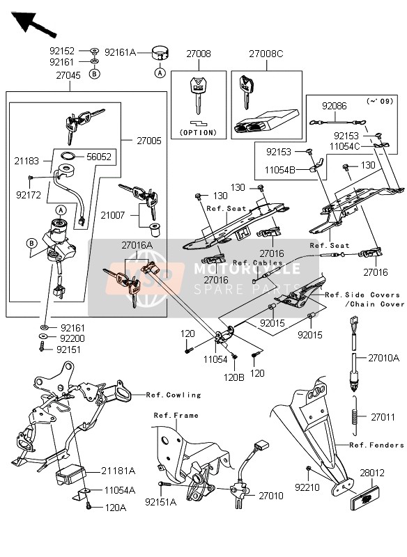 Kawasaki Z750 ABS 2009 Ignition Switch for a 2009 Kawasaki Z750 ABS