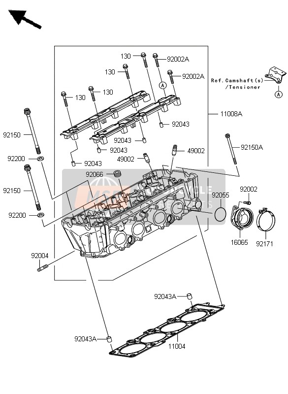 Kawasaki Z1000 2009 Cylinder Head for a 2009 Kawasaki Z1000