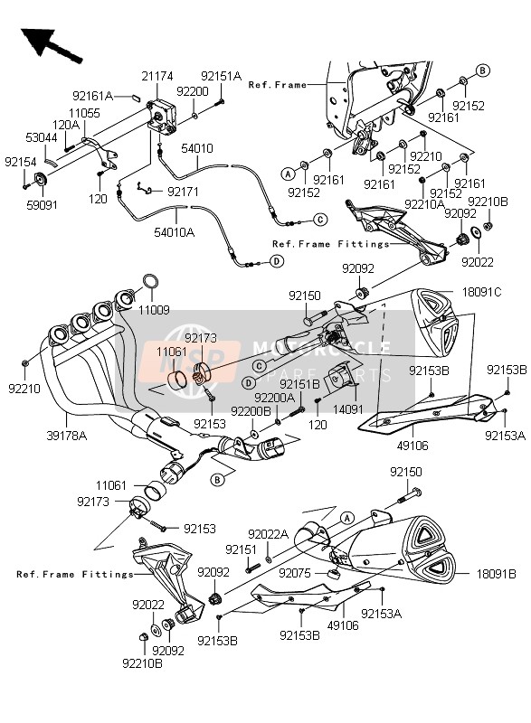 Kawasaki Z1000 2009 Silenziatore per un 2009 Kawasaki Z1000