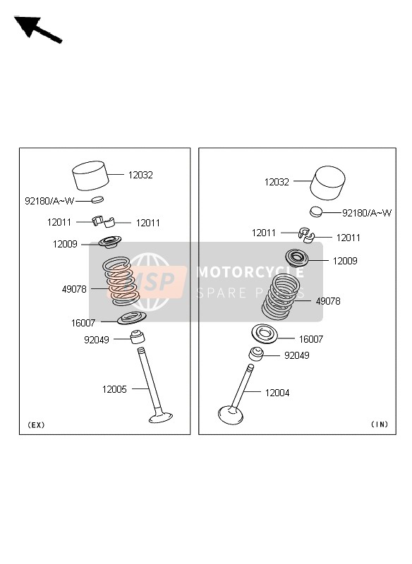 Kawasaki Z1000 2009 Soupape pour un 2009 Kawasaki Z1000