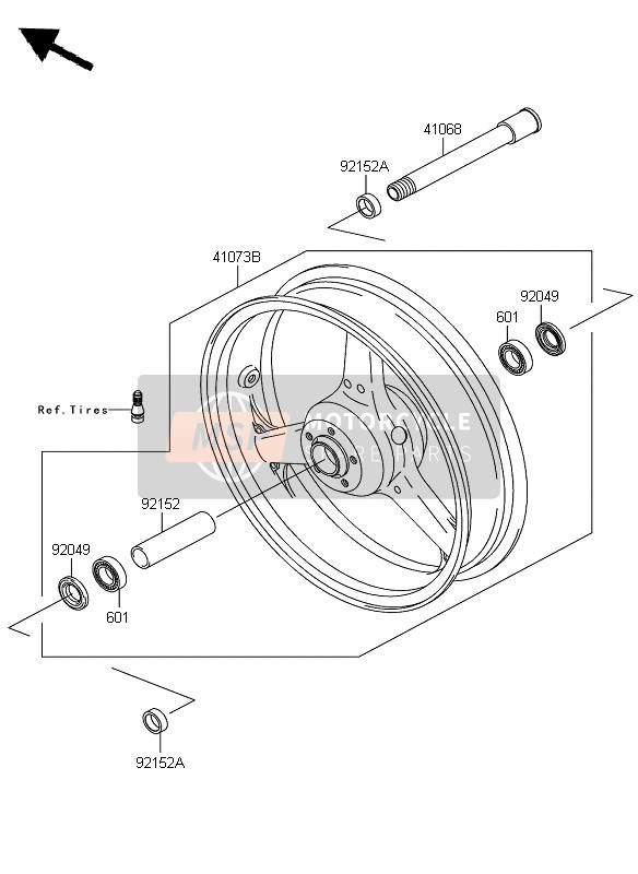 41073011218, WHEEL-ASSY, Fr, Back, Kawasaki, 2