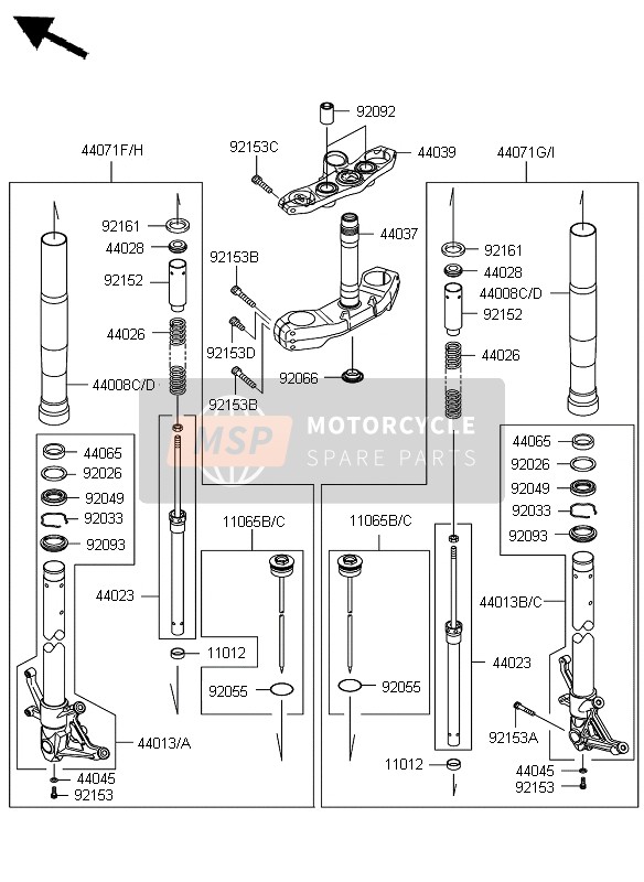 440080048828, PIPE-FORK Outer,K.Gold, Kawasaki, 2