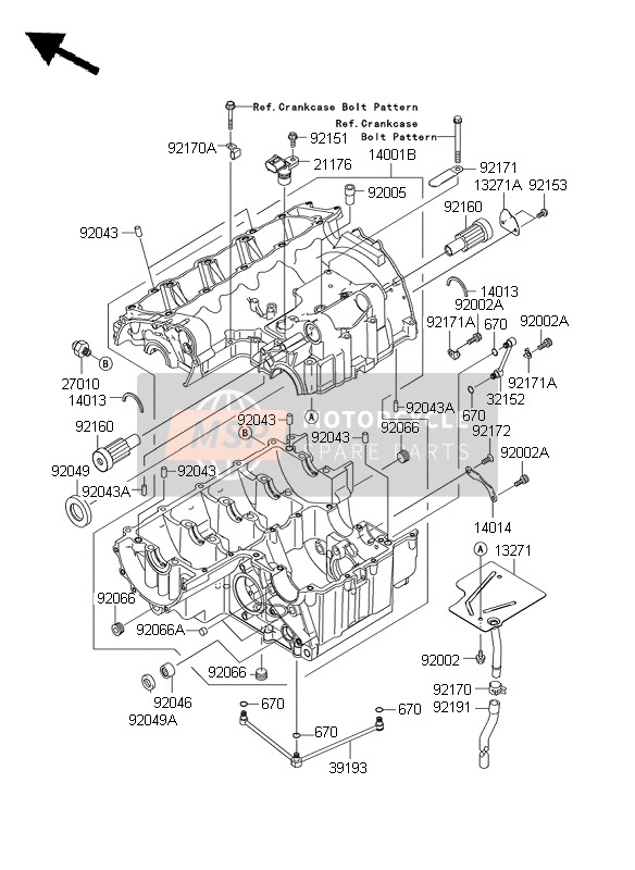 Kawasaki Z1000 ABS 2009 Crankcase for a 2009 Kawasaki Z1000 ABS