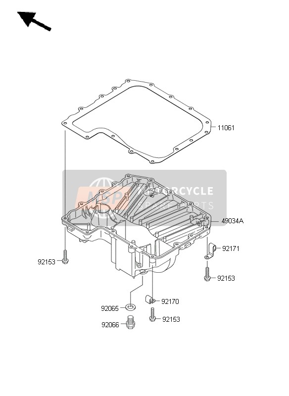 Kawasaki Z1000 ABS 2009 Oil Pan for a 2009 Kawasaki Z1000 ABS