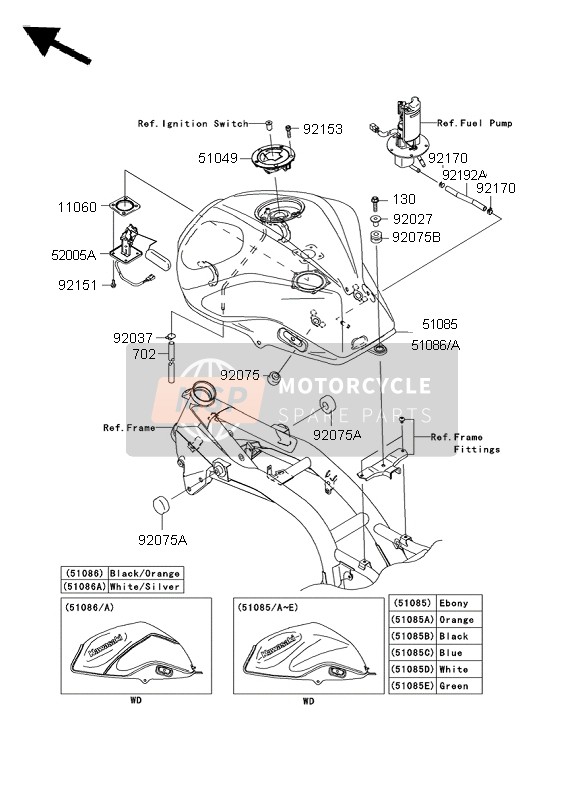 Kawasaki Z1000 ABS 2009 Fuel Tank for a 2009 Kawasaki Z1000 ABS