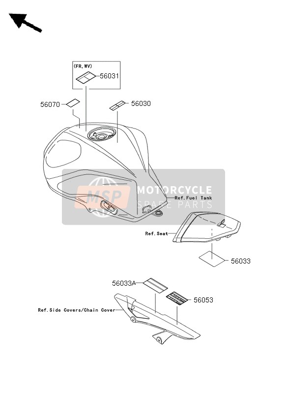 Kawasaki Z1000 ABS 2009 Labels for a 2009 Kawasaki Z1000 ABS