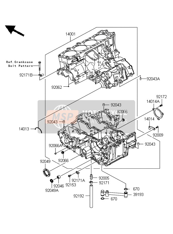 Kawasaki ZZR1400 ABS 2009 Crankcase for a 2009 Kawasaki ZZR1400 ABS