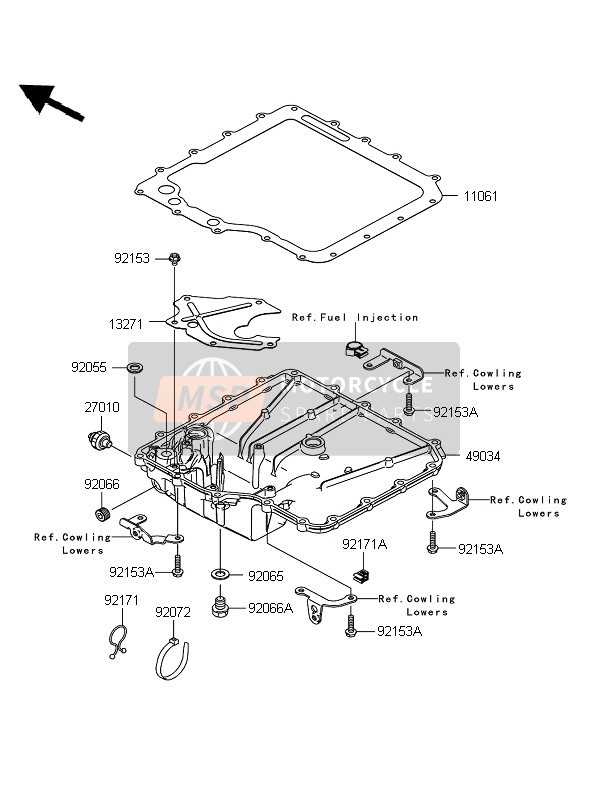 Kawasaki ZZR1400 ABS 2009 Oil Pan for a 2009 Kawasaki ZZR1400 ABS