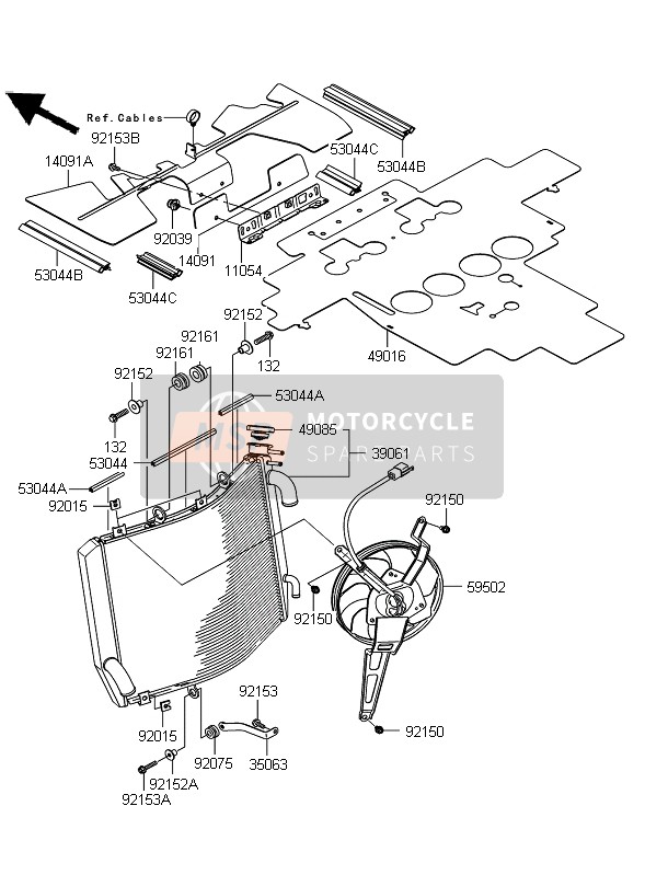 Kawasaki ZZR1400 ABS 2009 Radiator for a 2009 Kawasaki ZZR1400 ABS