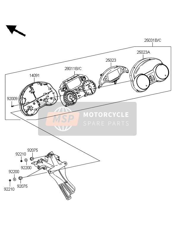 Kawasaki ZZR1400 ABS 2009 Meter for a 2009 Kawasaki ZZR1400 ABS