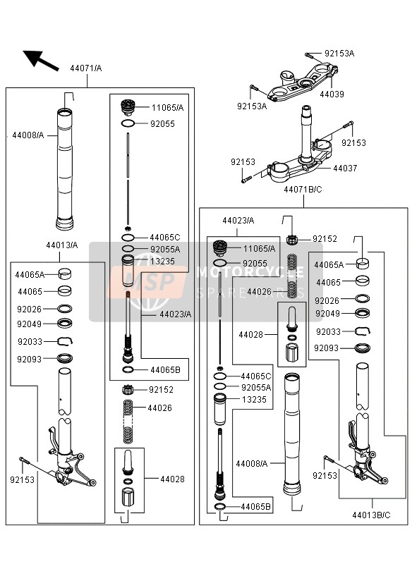 44071063411G, DAMPER-ASSY,Fork,Rh,Gray, Kawasaki, 1