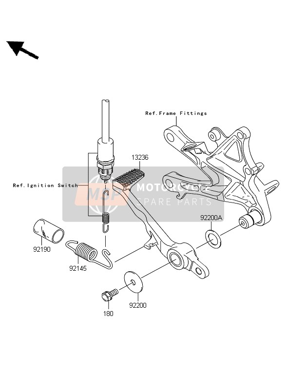 Kawasaki NINJA ZX-10R 2009 Brake Pedal for a 2009 Kawasaki NINJA ZX-10R