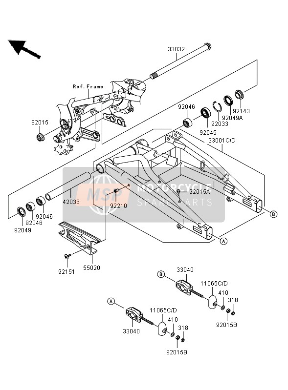 Kawasaki ER-6F ABS 2006 Swing Arm for a 2006 Kawasaki ER-6F ABS