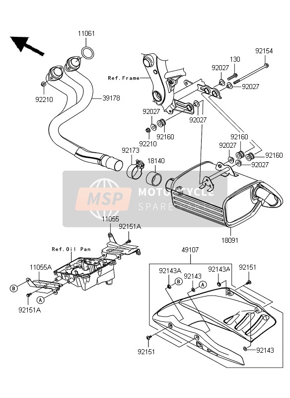 Kawasaki ER-6N 2010 Silenziatore per un 2010 Kawasaki ER-6N