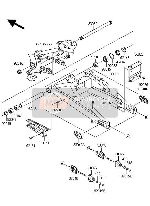 Kawasaki ER-6N 2010 Swing Arm for a 2010 Kawasaki ER-6N