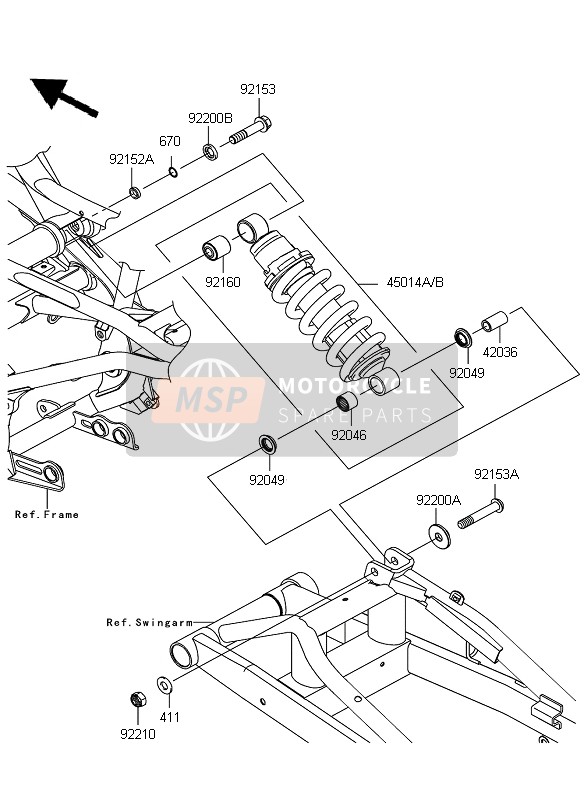 450140298458, Shockabsorber, P.Silver, Kawasaki, 1