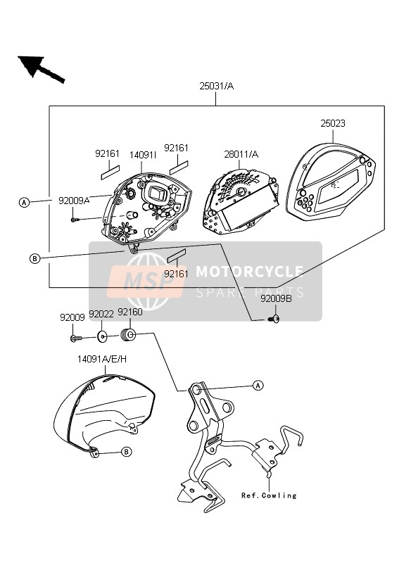 140911588H8, Cover, Meter, Ebony, Kawasaki, 0