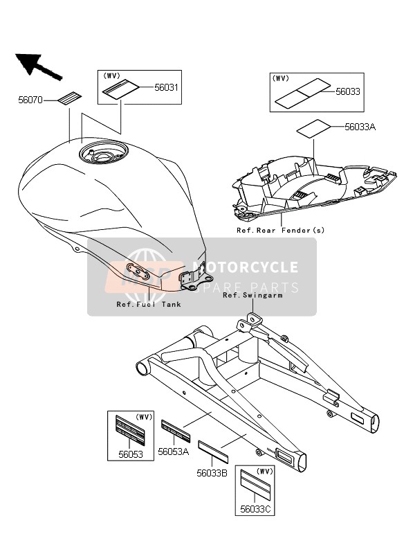 Kawasaki ER-6N 2010 Labels for a 2010 Kawasaki ER-6N