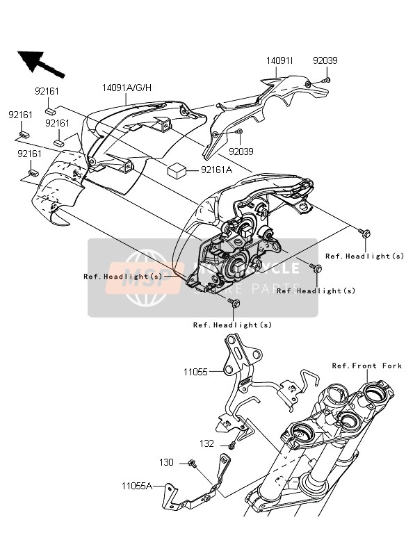 140911587848, Cover,Head Lamp,P.B.Orange, Kawasaki, 0