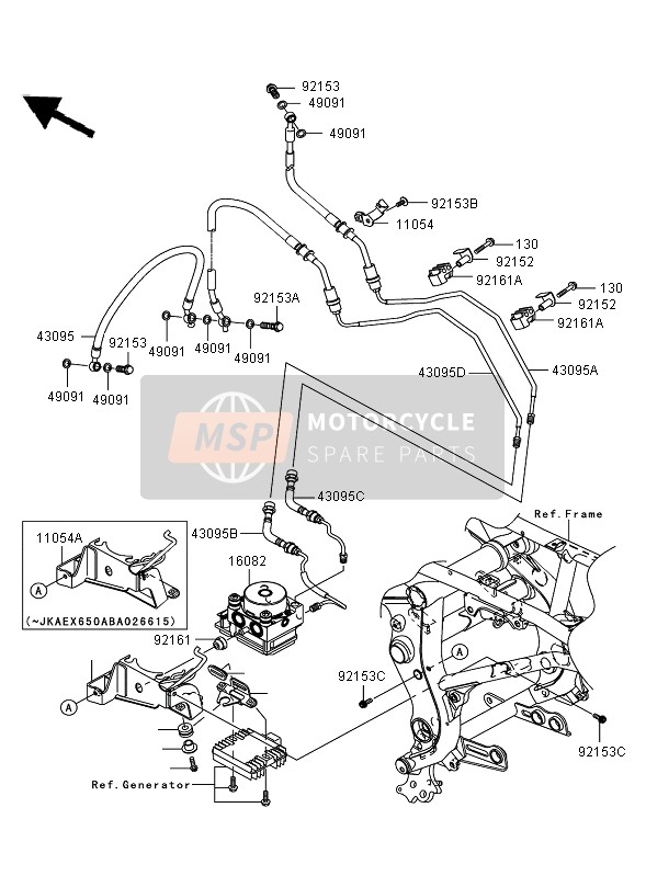 Kawasaki ER-6F ABS 2006 Brake Piping for a 2006 Kawasaki ER-6F ABS