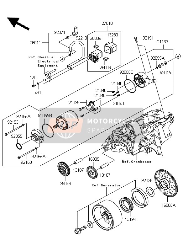 Kawasaki ER-6N ABS 2010 Starter Motor for a 2010 Kawasaki ER-6N ABS