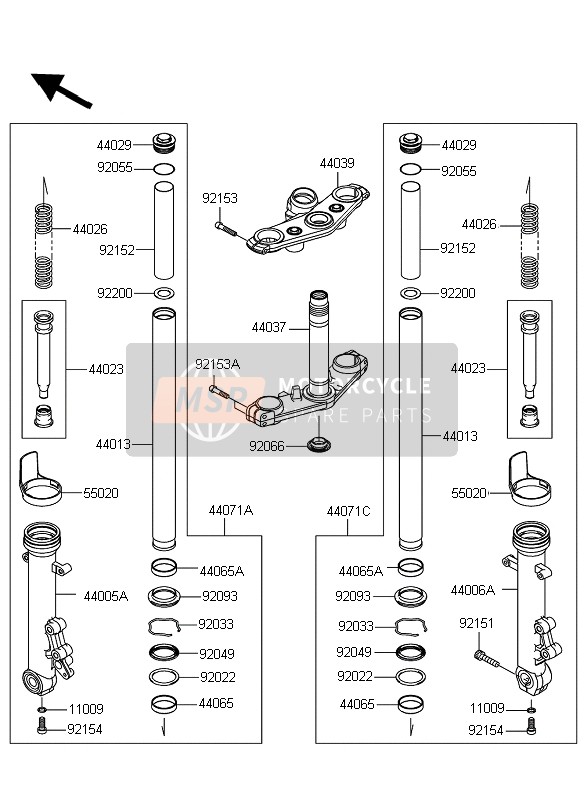 Kawasaki ER-6N ABS 2010 Forcella anteriore per un 2010 Kawasaki ER-6N ABS