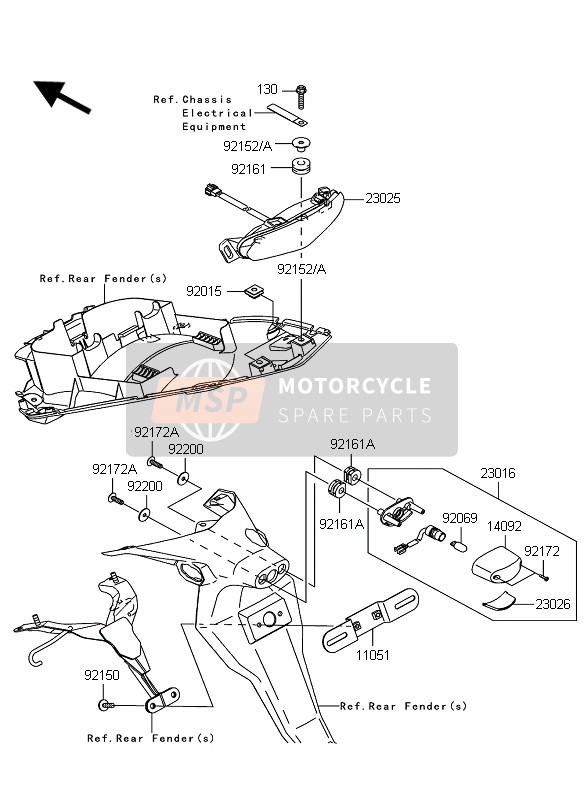 Kawasaki ER-6N ABS 2010 RÜCKLICHT für ein 2010 Kawasaki ER-6N ABS