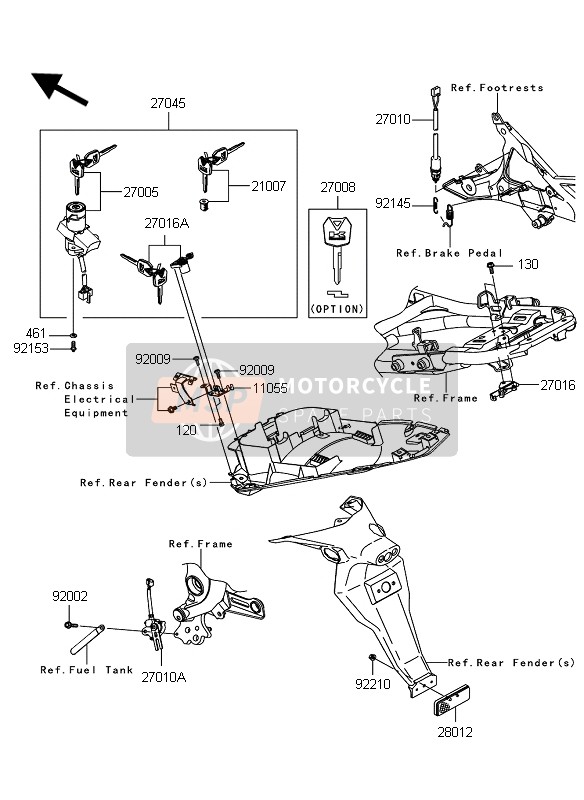 Kawasaki ER-6N ABS 2010 Ignition Switch for a 2010 Kawasaki ER-6N ABS